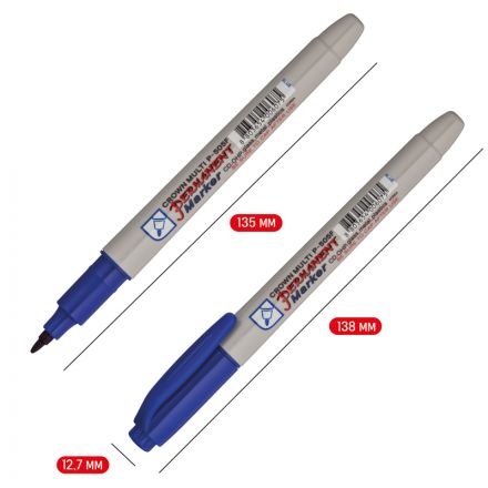 Маркер перманентный Crown "Multi Marker Super Slim" синий, пулевидный, 1мм Маркер перманентный Crown "Multi Marker Super Slim" синий, пулевидный, 1мм