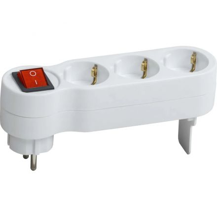Тройник IEK WTP10-16-03-ZK-K01 Т-01/03В 2P+PE 16А с выключателем белый