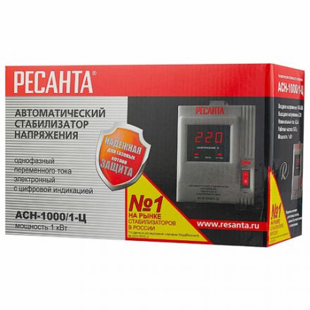Стабилизатор РЕСАНТА АСН-1000/1-Ц, 1000 Вт, 140-260 В, напольный, 63/6/2 Стабилизатор РЕСАНТА АСН-1000/1-Ц, 1000 Вт, 140-260 В, напольный, 63/6/2