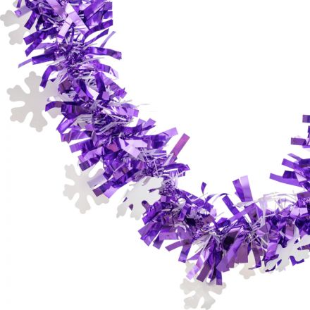 Мишура со снежинками диаметр 9 см, 2 м фиолетовый Мишура со снежинками диаметр 9 см, 2 м фиолетовый