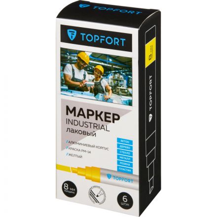 Маркер лаковый TOPFORT Industrial 8 мм желтый