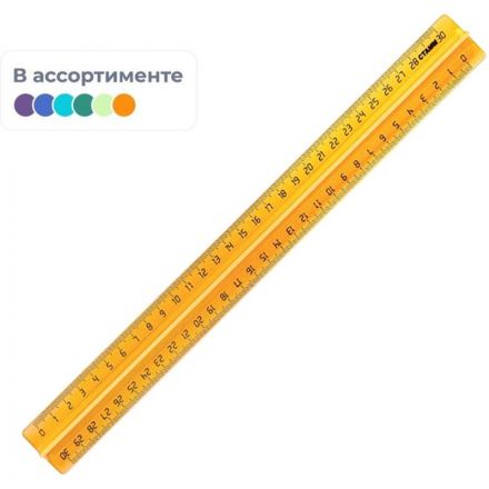 Линейка Attache 30 см с держателем прозрачная флуоресцентная