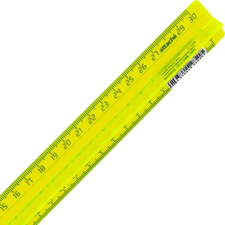 Линейка Attache 30 см с держателем прозрачная флуоресцентная Линейка Attache 30 см с держателем прозрачная флуоресцентная