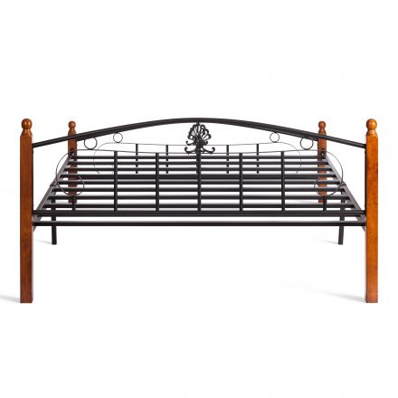 Кровать РУМБА (AT-203)/ RUMBA, дерево гевея/металл, 160*200 см (Queen bed), красный дуб/черный Кровать РУМБА (AT-203)/ RUMBA, дерево гевея/металл, 160*200 см (Queen bed), красный дуб/черный