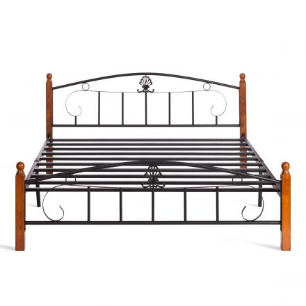 Кровать РУМБА (AT-203)/ RUMBA, дерево гевея/металл, 160*200 см (Queen bed), красный дуб/черный Кровать РУМБА (AT-203)/ RUMBA, дерево гевея/металл, 160*200 см (Queen bed), красный дуб/черный