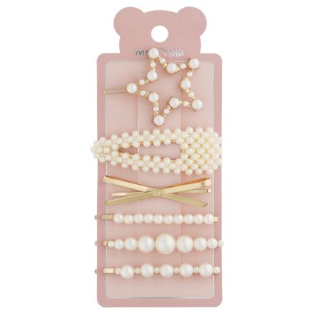 Заколки для волос MESHU, жемчужный цвет, 6шт., европодвес