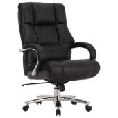Кресло офисное BRABIX PREMIUM "Bomer HD-007", НАГРУЗКА до 250 кг, рециклированная кожа, хром, черное, 531939