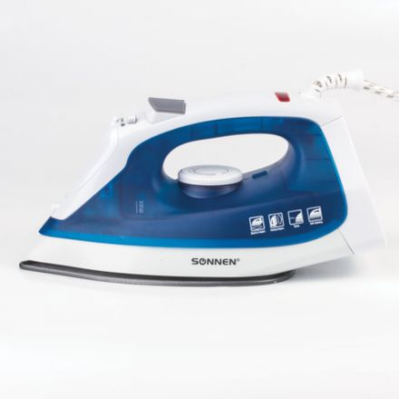Утюг SONNEN SI-237A, 1800 Вт, антипригарное покрытие, синий/белый, 453504 Утюг SONNEN SI-237A, 1800 Вт, антипригарное покрытие, синий/белый, 453504