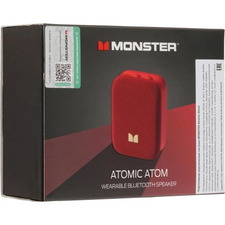 Колонка портативная Monster Atomic Atom, красная Колонка портативная Monster Atomic Atom, красная