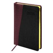 Ежедневник датированный 2026, А5, 138x213 мм, BRAUBERG "Cayman", под кожу, бордовый/черный, 117046 Ежедневник датированный 2026, А5, 138x213 мм, BRAUBERG "Cayman", под кожу, бордовый/черный, 117046