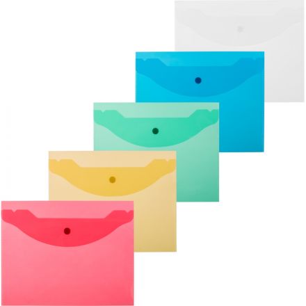 Папка-конверт на кнопке А5,190x240мм,Attache, 180мкм, 10шт.уп , ассорти