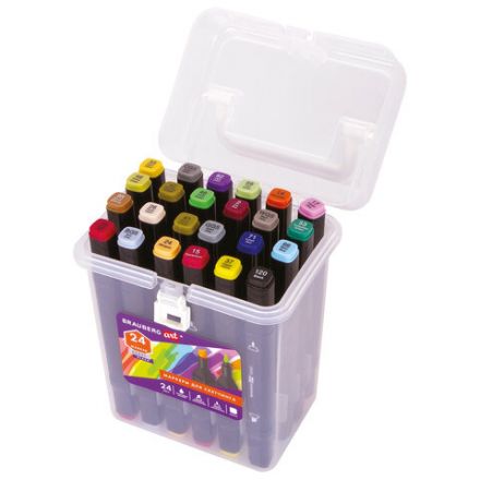 Маркеры для скетчинга двусторонние BRAUBERG ART DEBUT "BLACK", НАБОР 24 шт., базовые цвета, 152127 Маркеры для скетчинга двусторонние BRAUBERG ART DEBUT "BLACK", НАБОР 24 шт., базовые цвета, 152127