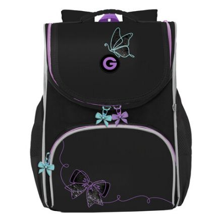 Ранец GRIZZLY анатомическая спинка, с мешком для обуви, для девочек, "BOWS", 33х25х13 см, RAm-584-8/1 Ранец GRIZZLY анатомическая спинка, с мешком для обуви, для девочек, "BOWS", 33х25х13 см, RAm-584-8/1