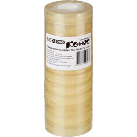 Клейкая лента канцелярская Комус 12х33 , 12 шт./уп. Клейкая лента канцелярская Комус 12х33 , 12 шт./уп.