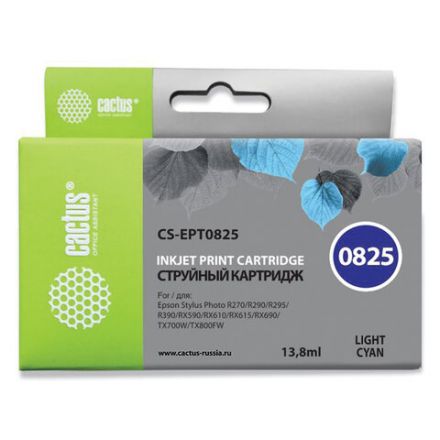 Картридж струйный CACTUS (CS-EPT0825) для EPSON Stylus R270/R390/ RX590, светло-голубой Картридж струйный CACTUS (CS-EPT0825) для EPSON Stylus R270/R390/ RX590, светло-голубой