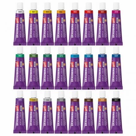 Краски акриловые художественные НАБОР 24 цвета по 5 мл, в тубах, BRAUBERG ART DEBUT, 192386