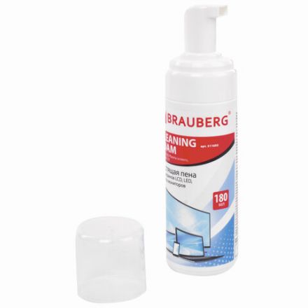 Чистящий набор для экранов всех типов и оптики BRAUBERG, комплект салфетка и пена 180 мл, 511693 Чистящий набор для экранов всех типов и оптики BRAUBERG, комплект салфетка и пена 180 мл, 511693