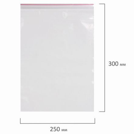 Пакеты с замком ZIP LOCK "зиплок", комплект 100 шт., 250х300 мм, ПВД, толщина 40 микрон, BRAUBERG, 606217