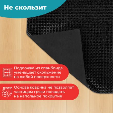 Коврик придверный 45х60 см, ЧЕРНЫЙ пластиковый грязезащитный, толщина 10 мм, "ТРАВКА", PRIMILA (ПРИМИЛА), 701063 Коврик придверный 45х60 см, ЧЕРНЫЙ пластиковый грязезащитный, толщина 10 мм, "ТРАВКА", PRIMILA (ПРИМИЛА), 701063