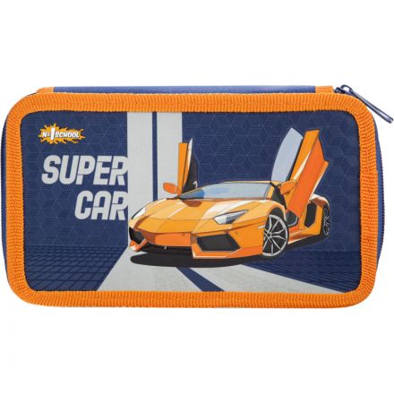 Пенал №1School Super car 2 отд., выборочный лак, 190x110 мм, ПКК 11