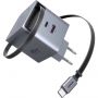 Зарядное устройство UGREEN X615(65825)выдв каб,65W GaN,USB-C&A,серый космос