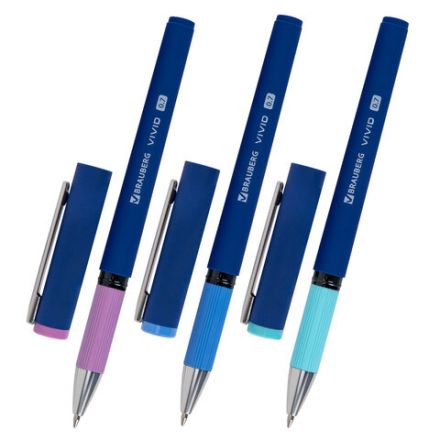 Ручка шариковая с грипом BRAUBERG "VIVID PASTEL", СИНЯЯ, SOFT TOUCH покрытие, узел 0,7 мм, линия письма 0,35 мм, 144399 Ручка шариковая с грипом BRAUBERG "VIVID PASTEL", СИНЯЯ, SOFT TOUCH покрытие, узел 0,7 мм, линия письма 0,35 мм, 144399