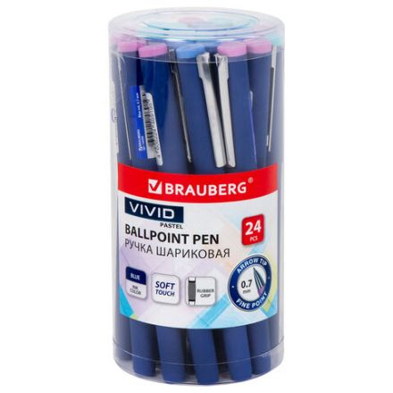 Ручка шариковая с грипом BRAUBERG "VIVID PASTEL", СИНЯЯ, SOFT TOUCH покрытие, узел 0,7 мм, линия письма 0,35 мм, 144399 Ручка шариковая с грипом BRAUBERG "VIVID PASTEL", СИНЯЯ, SOFT TOUCH покрытие, узел 0,7 мм, линия письма 0,35 мм, 144399