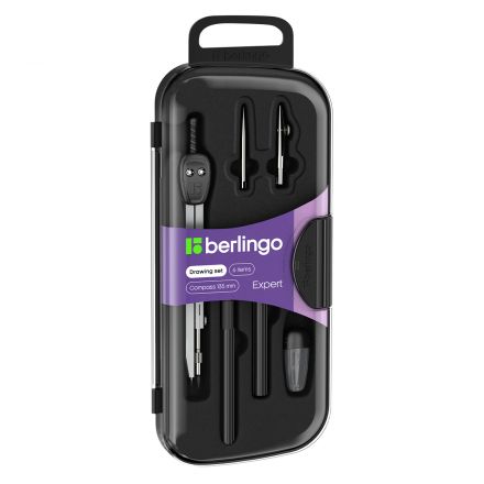 Готовальня Berlingo "Expert", 6 предметов, циркуль 135мм, пластиковый футляр