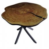 Стол обеденный "Норд" круглый 90см, ЛДСП 22мм+стекло 4мм, Спил натуральный, опоры металл черный Стол обеденный "Норд" круглый 90см, ЛДСП 22мм+стекло 4мм, Спил натуральный, опоры металл черный