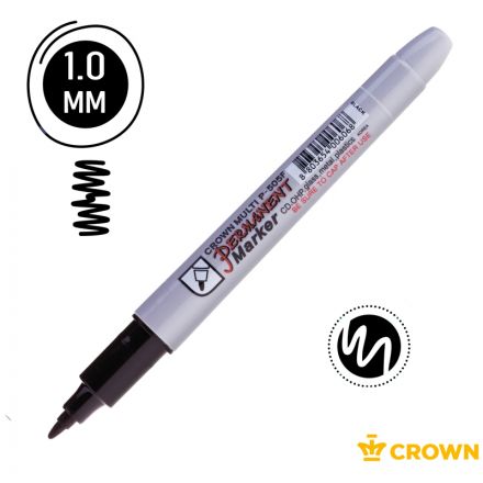 Маркер перманентный Crown "Multi Marker Super Slim" черный, пулевидный, 1мм