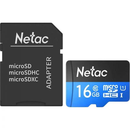Карта памяти Netac MicroSD card P500 Standard 16GB, retail version w/SD Карта памяти Netac MicroSD card P500 Standard 16GB, retail version w/SD