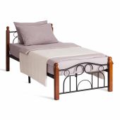 Кровать AT-808, дерево гевея/металл, 90*200 см (Single bed), красный дуб/черный