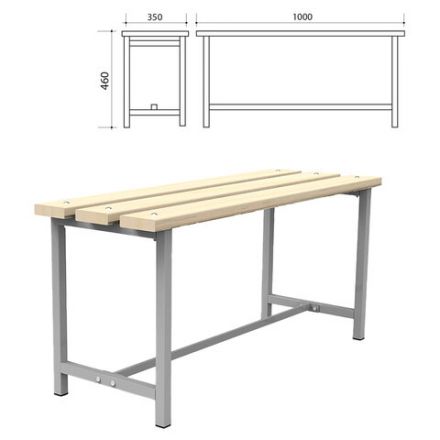 Скамья деревянная на металлокаркасе "СТ 1", 1000х350х460 мм, каркас металлический серый, сиденье дерево Скамья деревянная на металлокаркасе "СТ 1", 1000х350х460 мм, каркас металлический серый, сиденье дерево