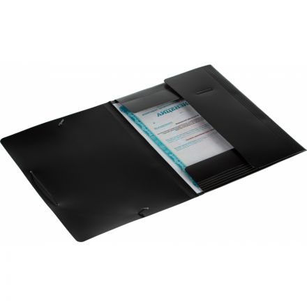 Папка на резинках Attache А4 пластиковая черная (0.7 мм, до 200 листов)