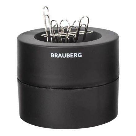 Скрепочница магнитная BRAUBERG с 30 скрепками, большой бочонок, черная, 225191 Скрепочница магнитная BRAUBERG с 30 скрепками, большой бочонок, черная, 225191