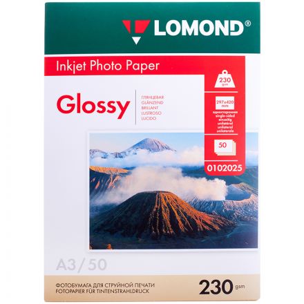 Фотобумага А3 для стр. принтеров Lomond, 230г/м2 (50л) глянцевая односторонняя Фотобумага А3 для стр. принтеров Lomond, 230г/м2 (50л) глянцевая односторонняя