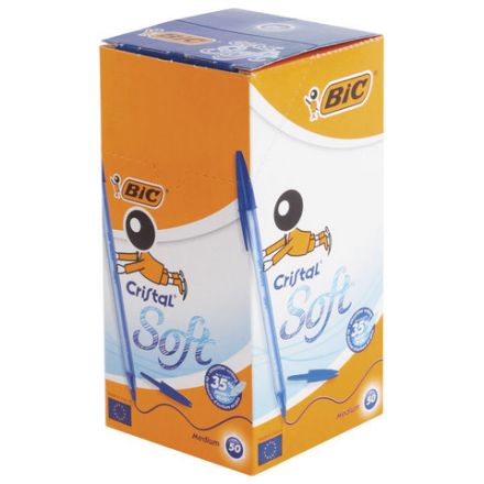 Ручка шариковая масляная BIC "Cristal Soft", СИНЯЯ, корпус тонированный, узел 1,2 мм, линия 0,35 мм, 951434 Ручка шариковая масляная BIC "Cristal Soft", СИНЯЯ, корпус тонированный, узел 1,2 мм, линия 0,35 мм, 951434