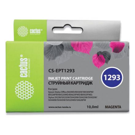 Картридж струйный CACTUS (CS-EPT1293) для EPSON Stylus B42WD/BX305W/BX625WD, пурпурный Картридж струйный CACTUS (CS-EPT1293) для EPSON Stylus B42WD/BX305W/BX625WD, пурпурный