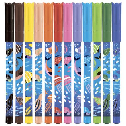 Фломастеры MAPED COLOR'PEPS "Ocean Life", 12 цветов, смываемые, вентилируемый колпачок, 845701