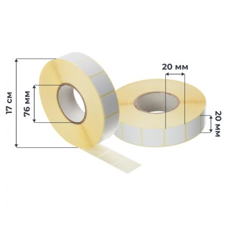 Термоэтикетки ЭКО 20х20, 6000 шт/рул, вт.76, 6 рул/уп (спайка) Термоэтикетки ЭКО 20х20, 6000 шт/рул, вт.76, 6 рул/уп (спайка)