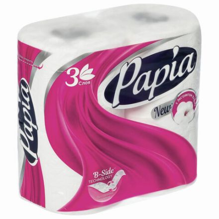 Бумага туалетная бытовая, спайка 4 шт., 3-слойная (4 х 16,8 м), PAPIA, белая, 5080720 Бумага туалетная бытовая, спайка 4 шт., 3-слойная (4 х 16,8 м), PAPIA, белая, 5080720