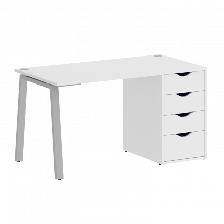 Home Office Стол письменный VR.SP-3-138.4.A Белый бриллиант/Серый металл 1380*720*750