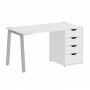Home Office Стол письменный VR.SP-3-138.4.A Белый бриллиант/Серый металл 1380*720*750