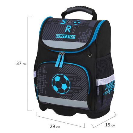 Ранец ЮНЛАНДИЯ WISE, 1 отделение, 3 кармана, устойчивое дно, "Sport game", 37x29х15 см, 272072