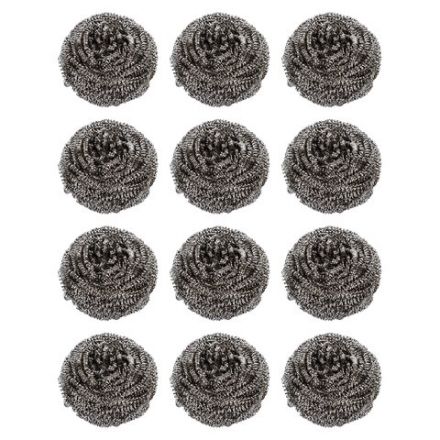 Губки (мочалки) металлические, спиральные, 12х15 г, КОМПЛЕКТ 12 шт., для посуды, гриля, плиты, LAIMA, 606658