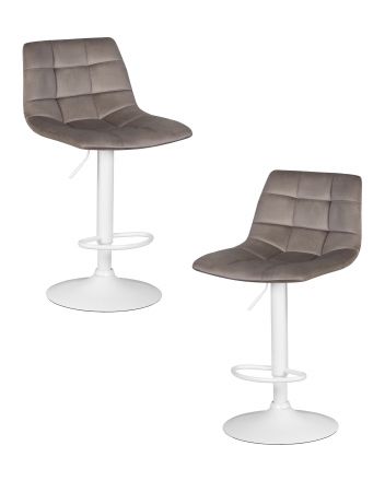 Набор 2 шт Стул барный DOBRIN TAILOR WHITE, серый велюр (MJ9-75)