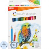 Карандаши цветные Deli Color Emotion EC00210 3-гран. липа 18цв/наб