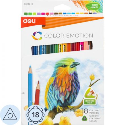 Карандаши цветные Deli Color Emotion EC00210 3-гран. липа 18цв/наб