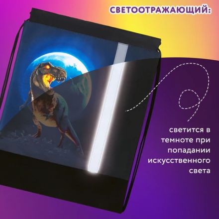 Мешок для обуви ЮНЛАНДИЯ, плотный, светоотражающая полоса, 46х36 см, "Beware", 272412 Мешок для обуви ЮНЛАНДИЯ, плотный, светоотражающая полоса, 46х36 см, "Beware", 272412