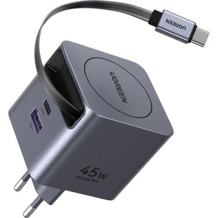Зарядное устройство UGREEN X614(65822),выдв каб,45W GaN,USB-C&A,сер косм Зарядное устройство UGREEN X614(65822),выдв каб,45W GaN,USB-C&A,сер косм